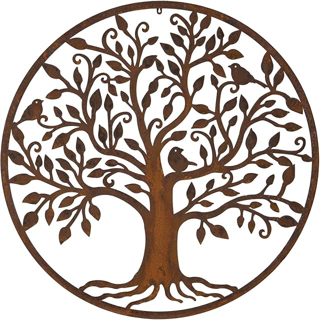 F&G Supplies Round Steel Garden Metal Tree Screen wall art 1m diameter - ideal as a screen or wall mounting and climbing plants!