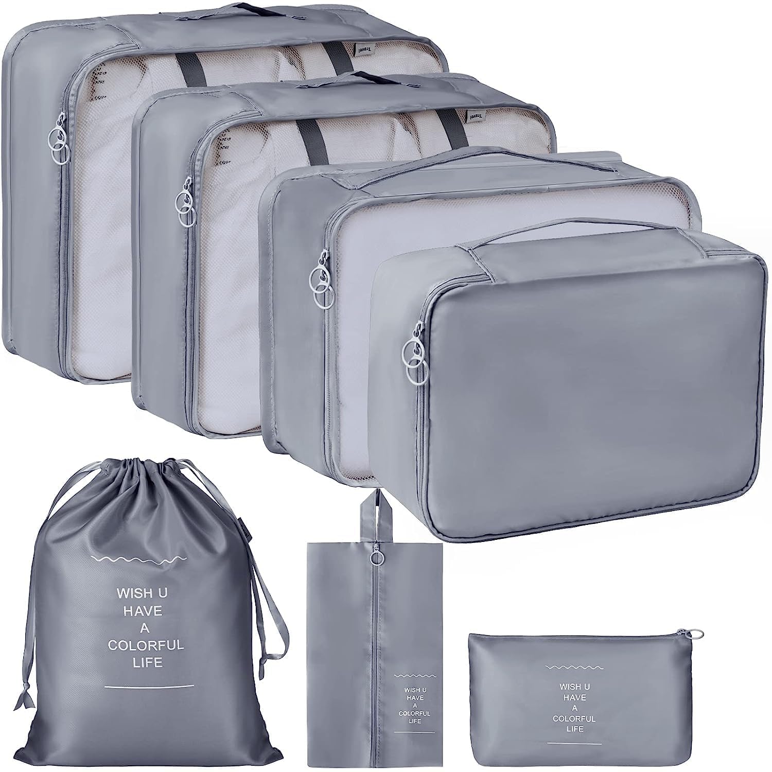 Firstseen Travel Organizer Pouch Set for Women Waterproof Packing Cubes for Travel Essentials Bags & Pouches for Clothes, Shoes & Toiletries Travel Organizers (Grey)-image-35