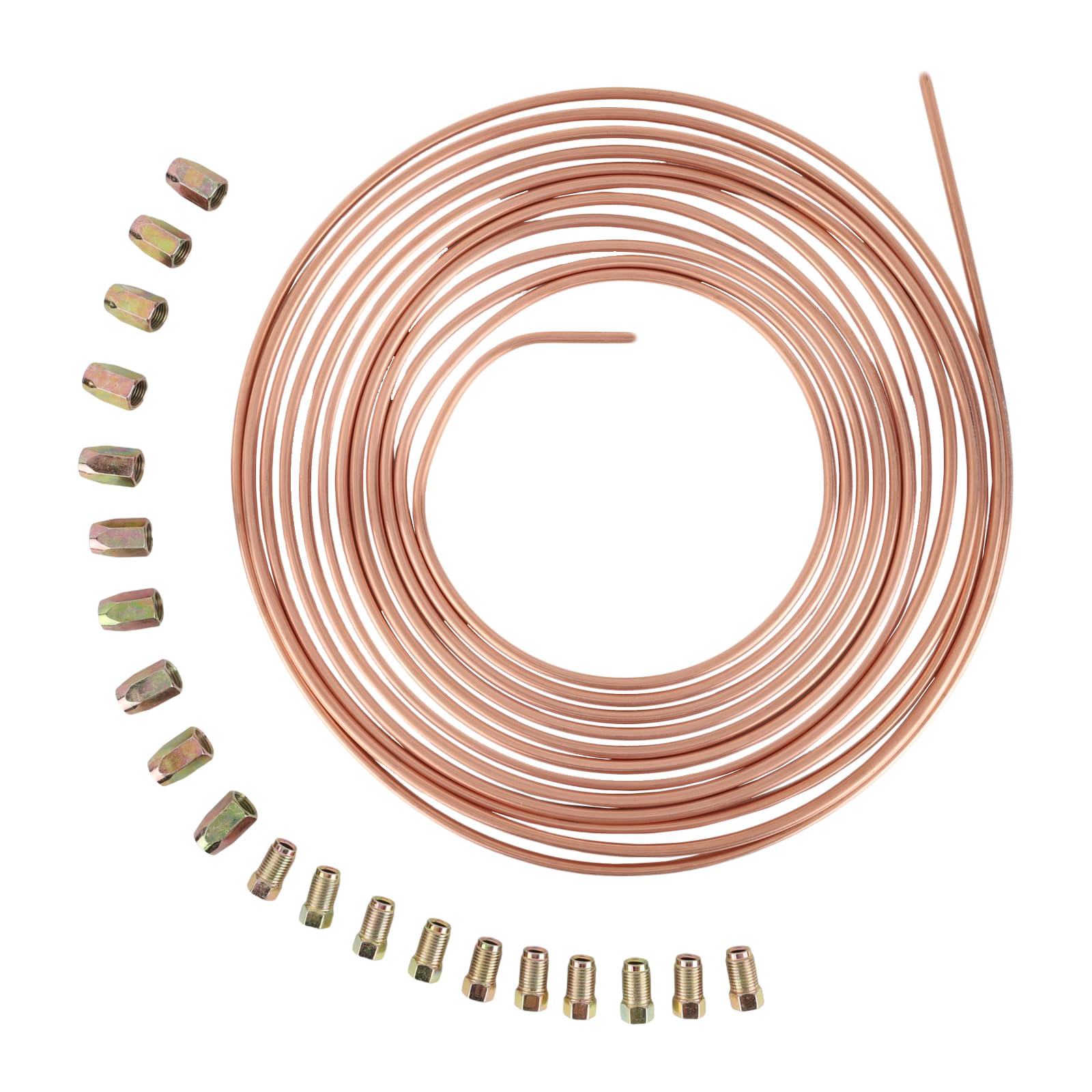 10 m Tubo del freno rivestito in rame per auto 3/16" 4,75 mm Kit di ricambio per auto Tubi flessibili Tubo in rame pronto per l'installazione Set freni completo con 20 dadi