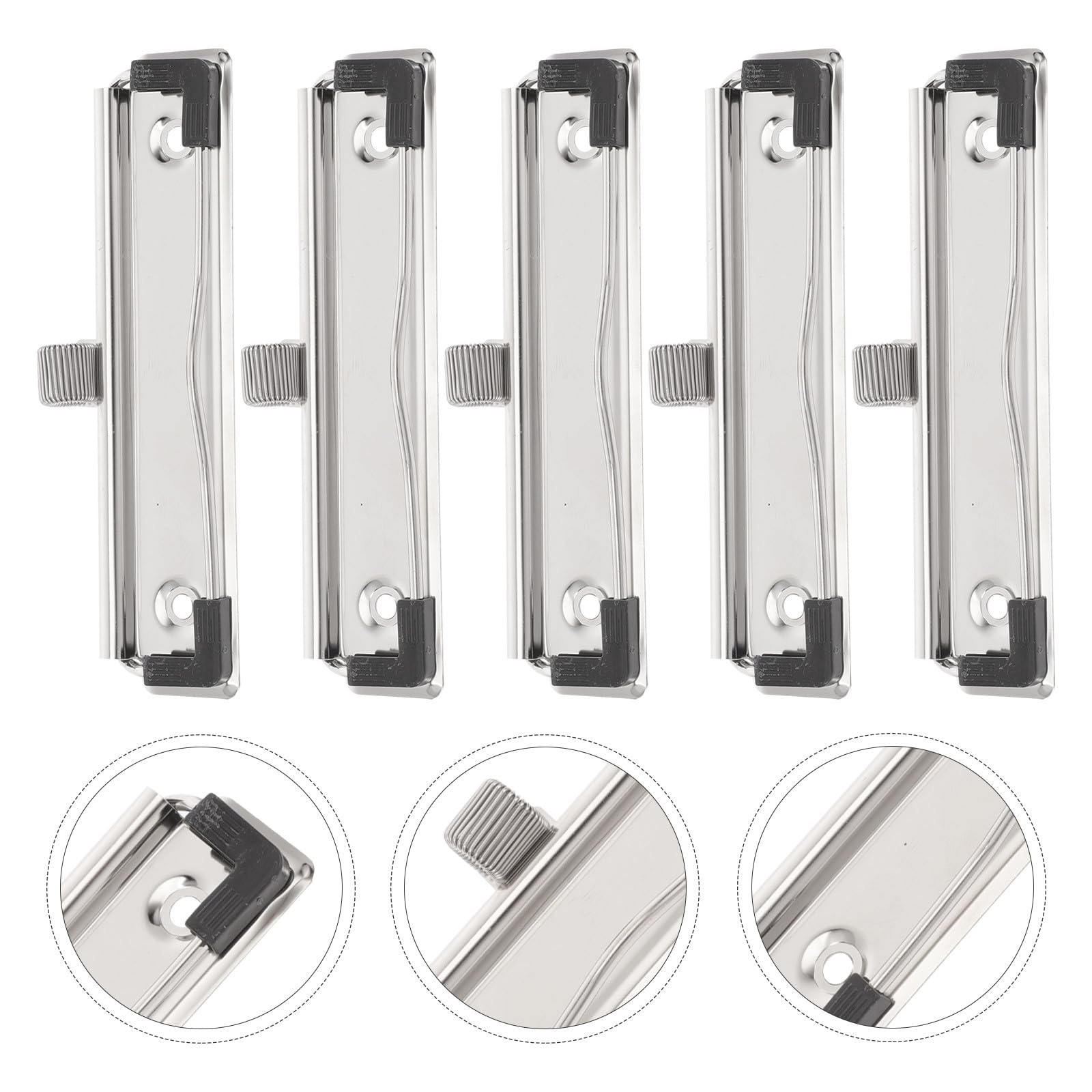 Yardwe Clip per Appunti in Metallo Argento 5 Pezzi, Porta Penne Integrato, Resistente e Multifunzionale per Ufficio e Casa, Design Minimalista ed Elegante