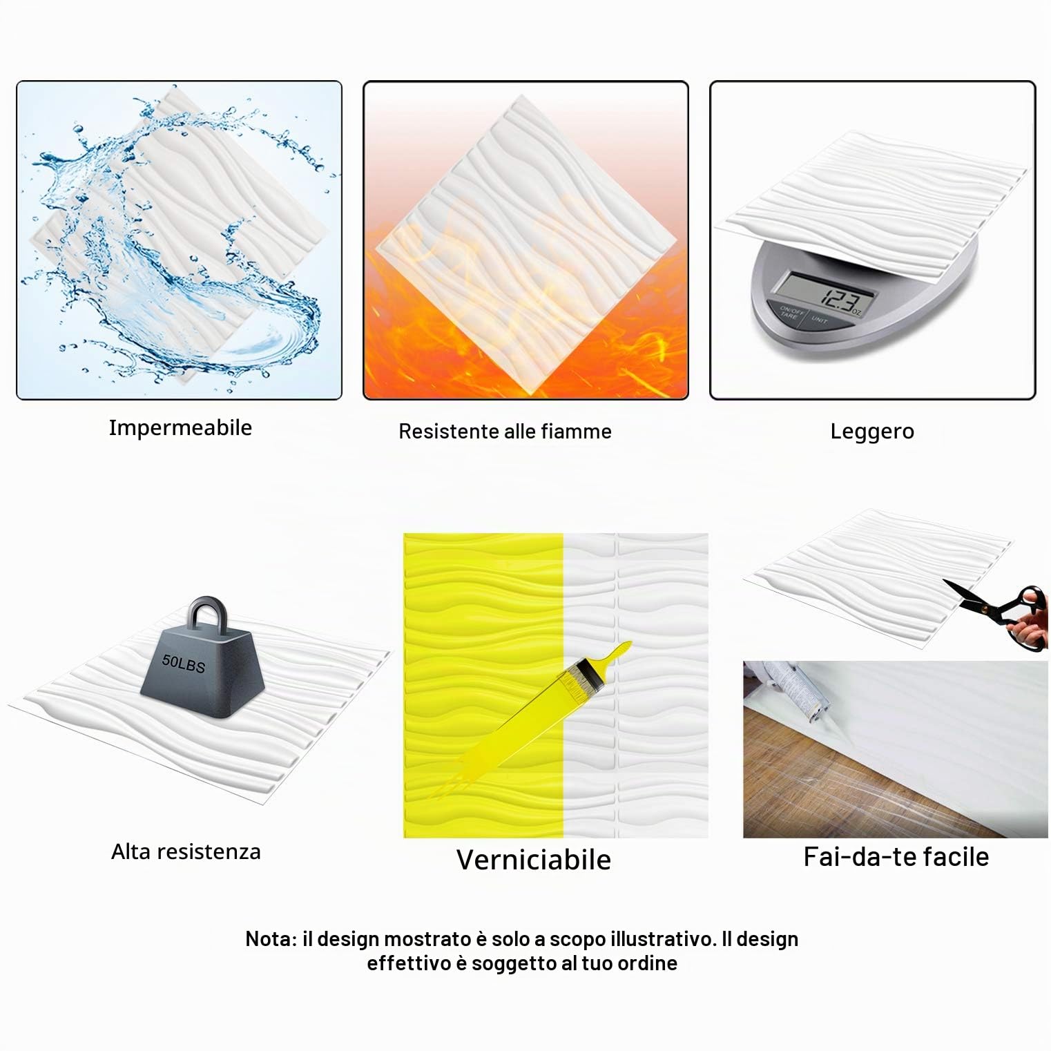 Art3d Piastrelle Decorative Pannelli Murali 3D per Decorazioni Murali Moderne, Bianco 2.97 mq, 50x50 cm (12 Pack)