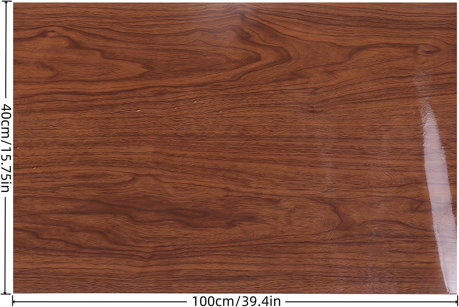 Wood Grain Vinyl Wrap Sticker Decal Car Internal Wraps Self Adhesive DIY Film, Waterproof Wrap Roll Without Bubble, (Brown-Wood Grain(High Glossy))