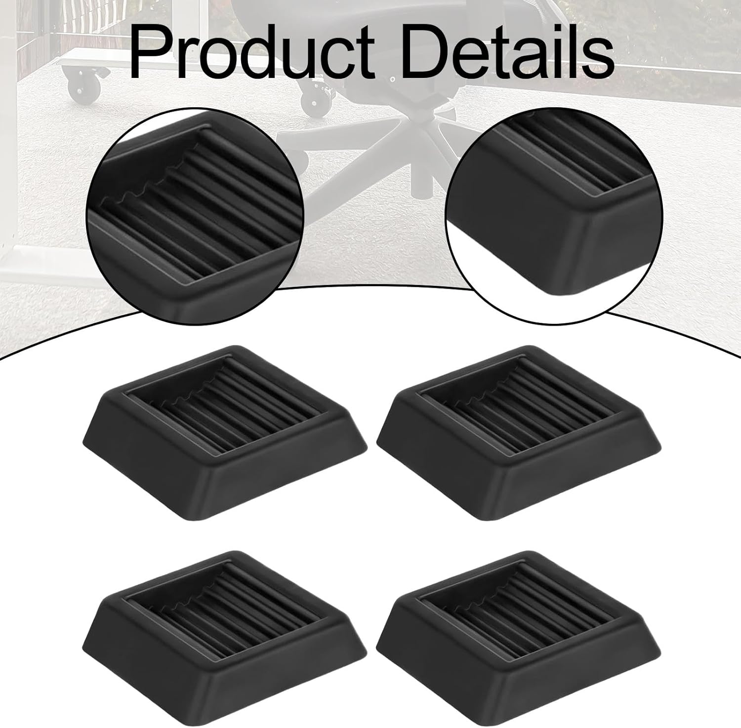 4 Pack of Furniture Wheel Stoppers for Floor Protection, Black