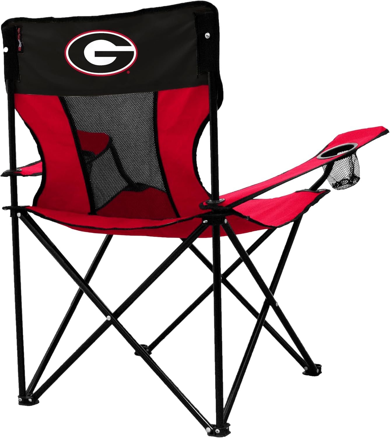 Logo Brands NCAA Georgia Bulldogs Elite Portable Chair - Premium Outdoor Chair with Cup Holder, Powder-Coated Steel Frame, Lightweight and Portable for Tailgating,and Sporting Events
