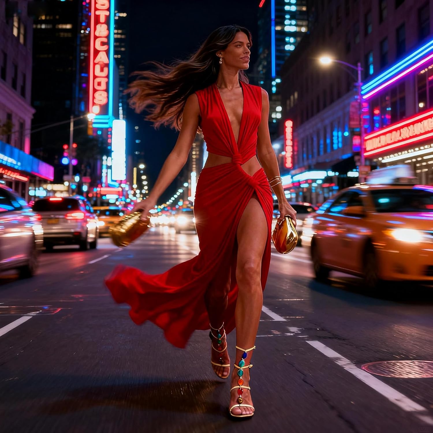 Women's Dress Elegant Sexy Long Dress Sleeveless Deep-V Neck Cut-Out High-Split Maxi Dress for Party - Image 4