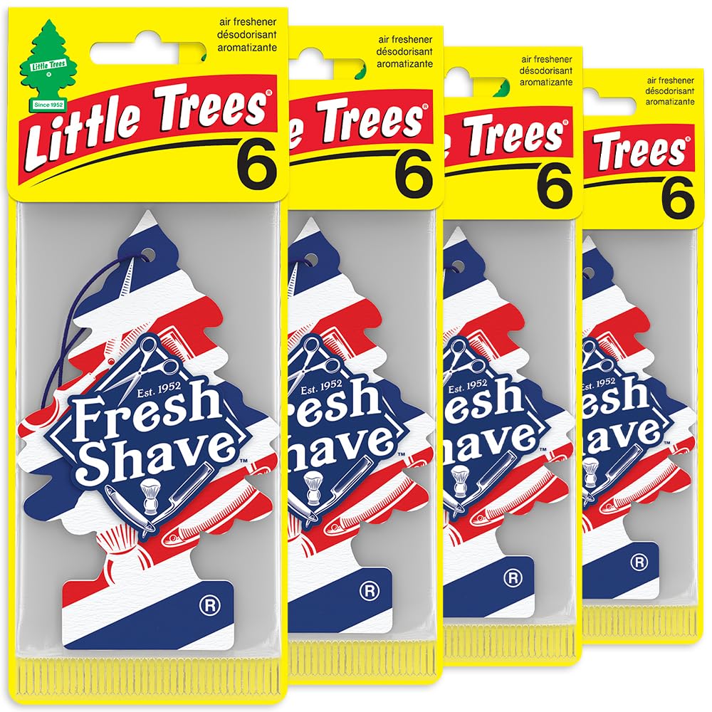 LITTLE TREES Car Air Freshener | Hanging Tree Provides Long Lasting Scent for Auto and Home | Fresh Shave, 24 Air Fresheners