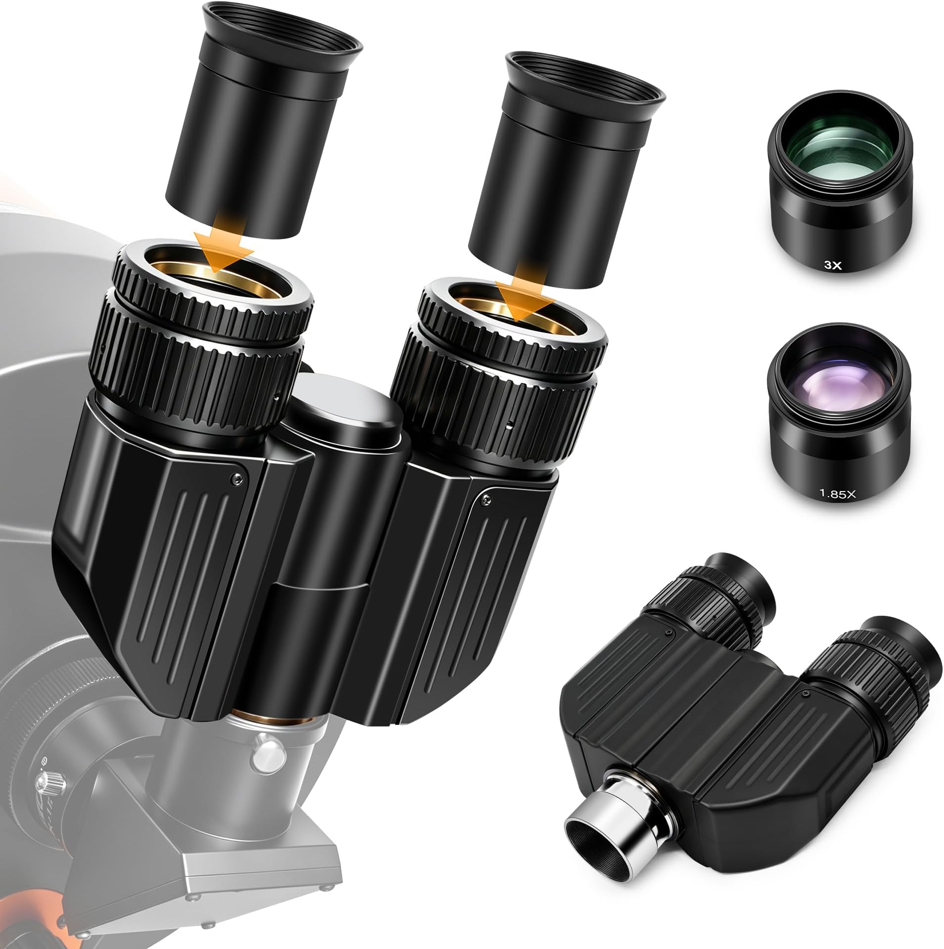 Stereo Binocular Viewer for Telescopes - Featuring an Adapted 1.25" Barrel and Two 32mm Plossl Eyepieces - Almost 3D Observing with Both Eyes and Enhance the Image Contrast