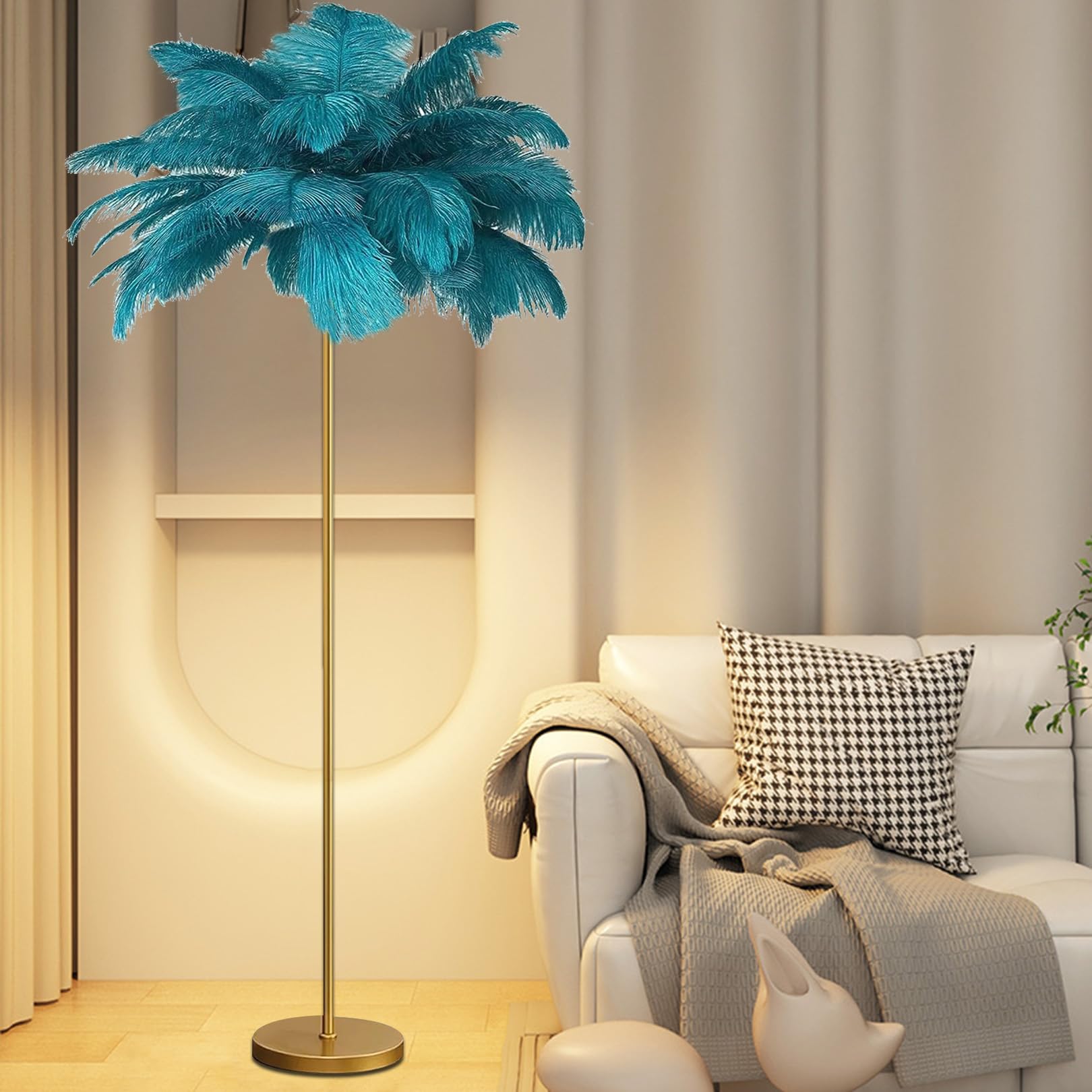 Lampadaire en plumes d'autruche pour illuminer vos moments de lecture