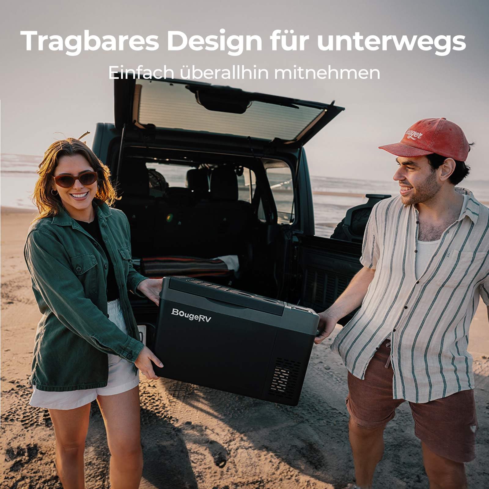 BougeRV CRPRO Kompressor Kühlbox 12v, 20 Liter Auto Kühlbox(-22℃~10℃), 12/24V DC &110-240V AC Tragbarer Auto Kühlschrank, 12v Kühlschrank, für Auto, Camping, Reisen (Aktualisierte Version)