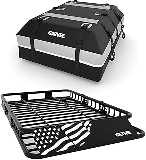 GarveeLife 64" x 39" Universal Roof Rack Basket, 200 Lbs Capacity Rooftop Cargo Carrier Basket with 21 Cubic Feet (52" x 39") Waterproof Luggage Bag, for Suvs, Trucks, Vehicles