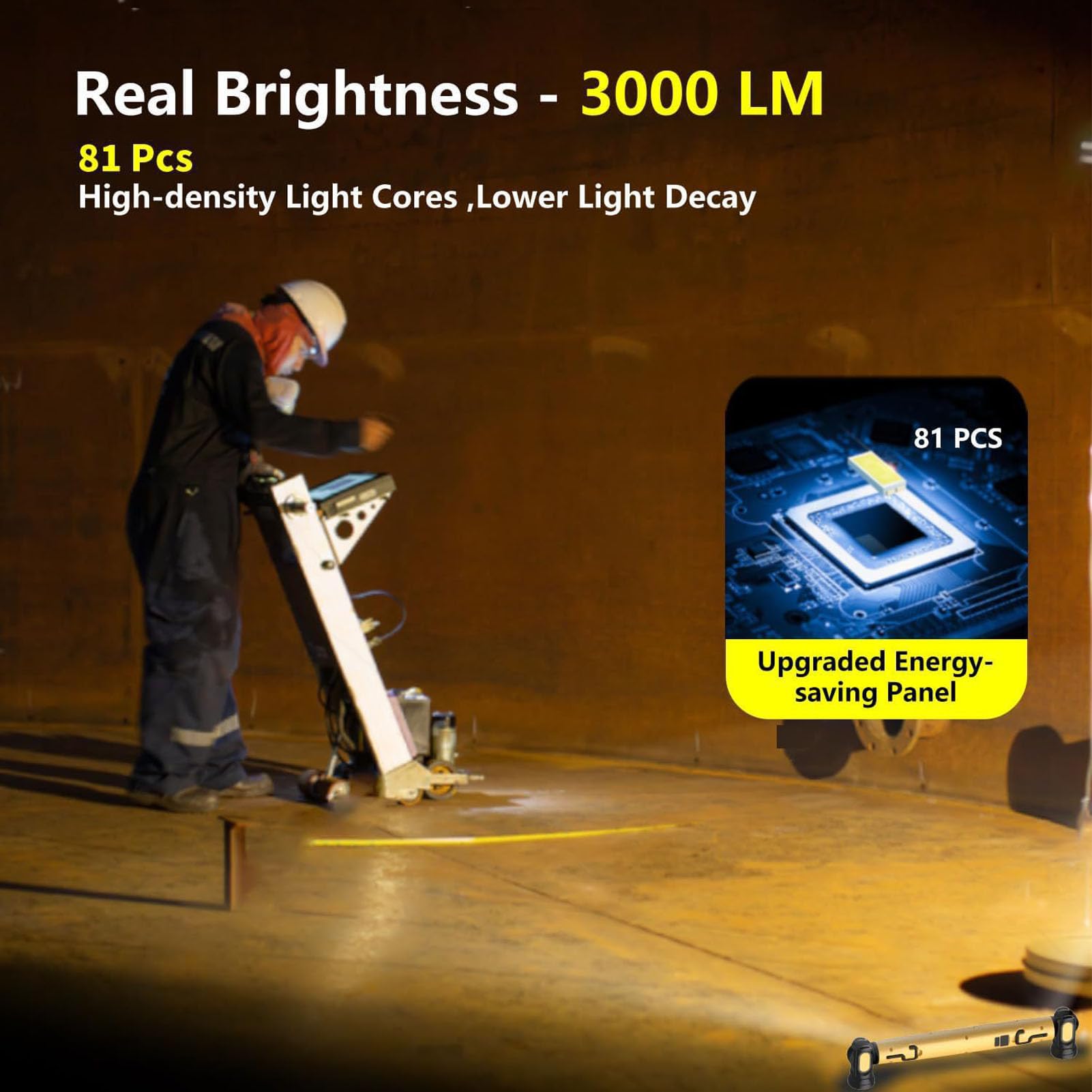 Duokon Luce da Lavoro Sotto il Cofano, Barra Luminosa da Lavoro a LED in ABS 3000LM 3 modalità di luminosità Magnetica Ricaricabile Alimentata a Batteria per Riparazione Auto Garage Meccanico Uso di