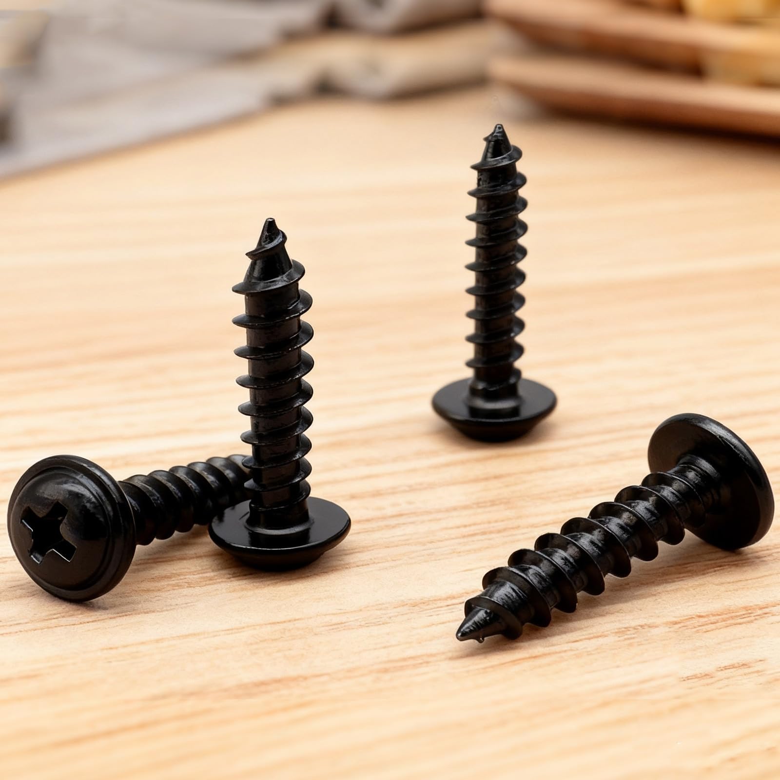 20 sztuk Srub do Blachy M4.2x19mm Śruby Samogwintujące Stal Węglowa, łeb Płaski z Podkładką,Gniazdo Krzyżakowe,Czarne Śruby do Drewna