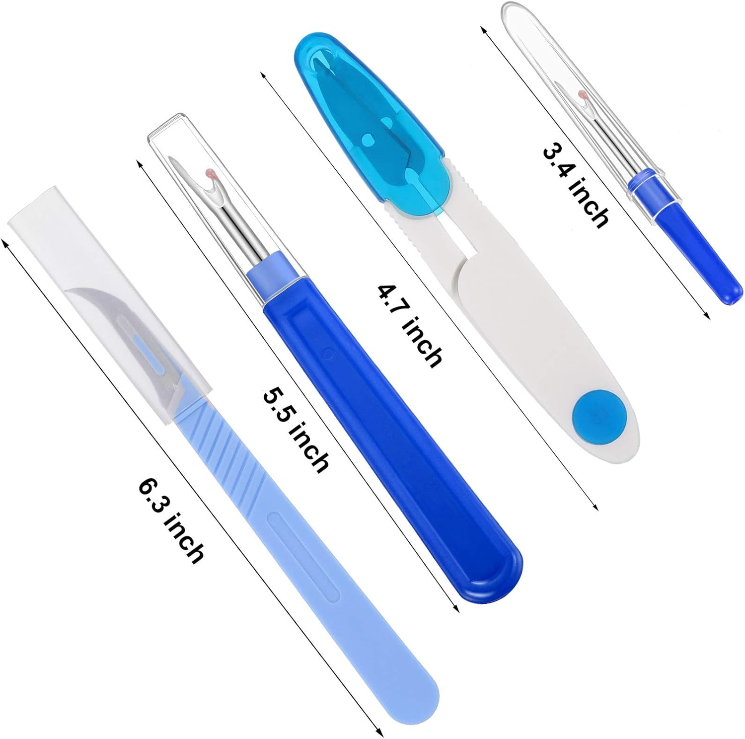 Seam Ripper for Sewing and Thread Remover Kit, 4 Big and 4 Small Sewing Stitch Thread Unpicker, 5 Seam Rippers, U-Shape Scissors for Thread Remove Supplies