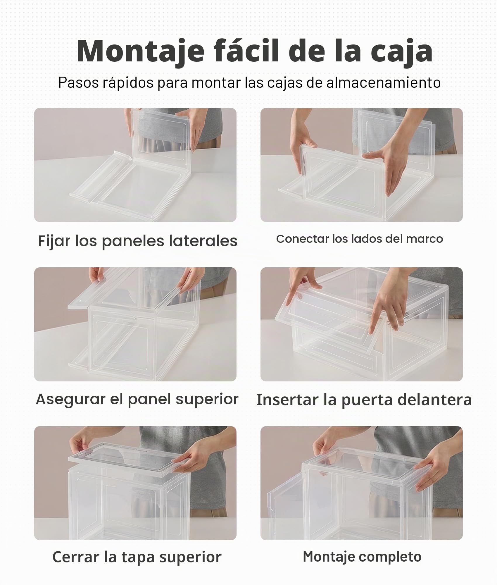 ADOV Cajas para Zapatos Set de 6, Organizadores Transparentes Apilables de Plástico con Tapa, Caja Porta Zapatillas para Hombre Mujer y Niños, hasta EU 46