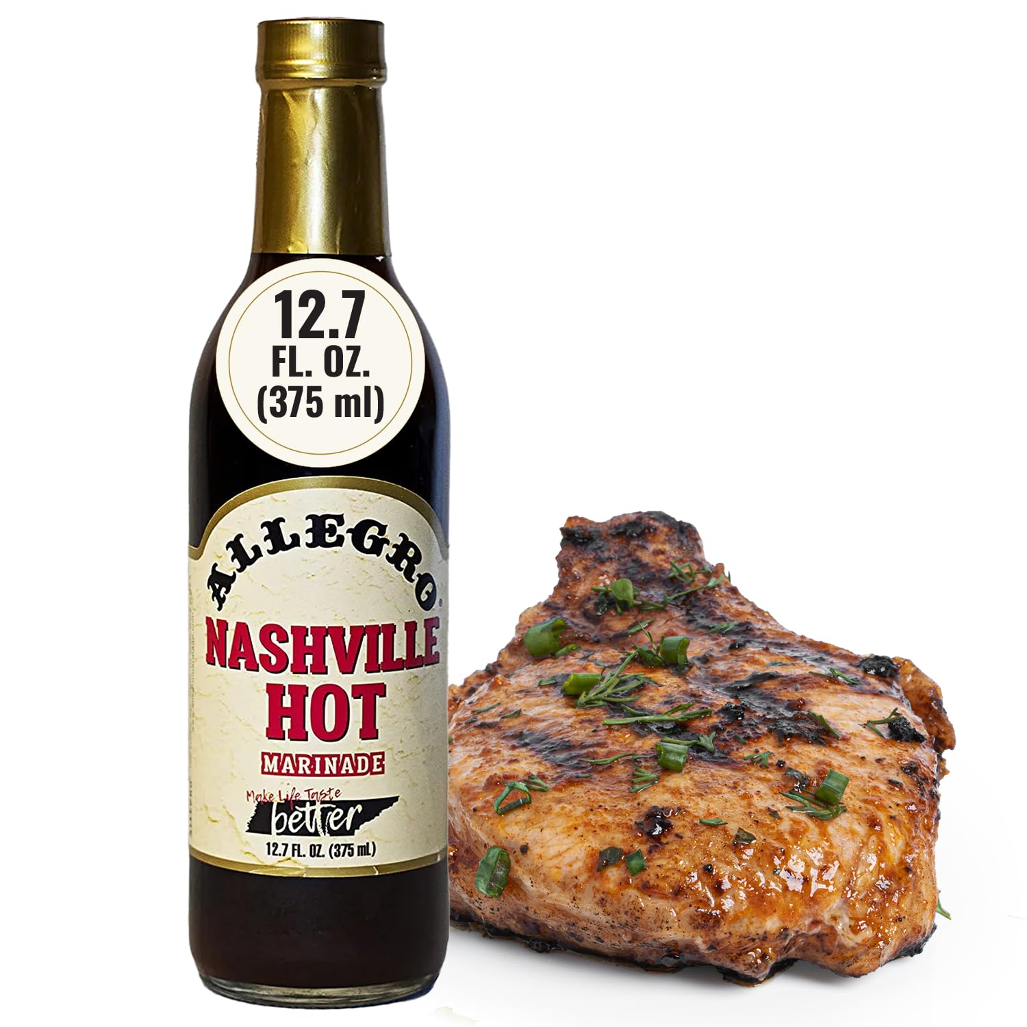 ALLEGRO - The Marinate Everything Marinades | Perfect Marinades for Meat & Veggies | Marinade for Grilling, Roasting & Cooking | Kosher & Gluten Free | 12.7 Oz (Pack of 1) - Nashville Hot
