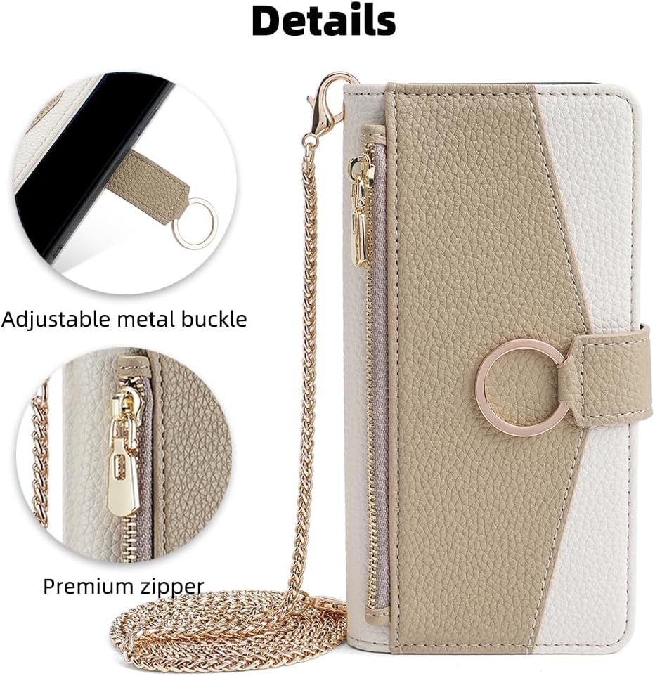 Asuwish Phone Case for iPhone Xs Max Wallet Cover with Screen Protector and Mirror Flip Cover Ring Card Holder Crossbody Strap Cell i X XR Xsmax 10x SX Xmax 10xs 10s 10 Plus Xmaxs Women Girls White