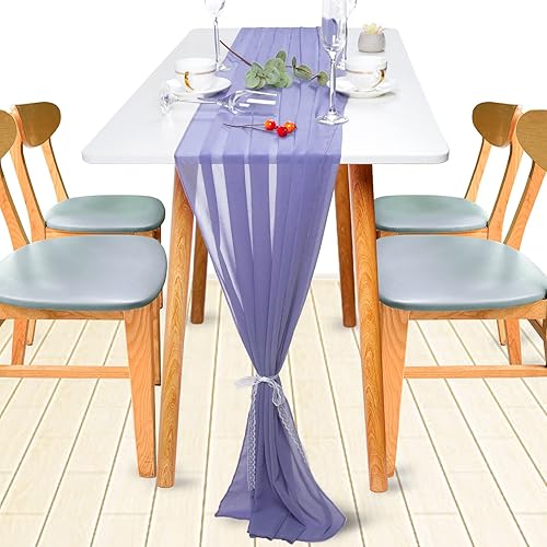 Miniatura 3 de Camino de mesa de 10 pies de 29 x 120 pulgadas, camino de boda romántico, transparente, decoración de fiesta nupcial (azul, 2)