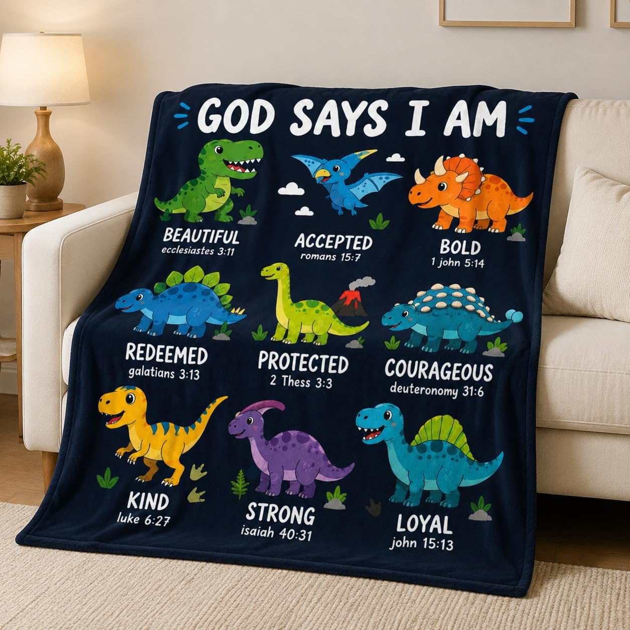 Christian Gifts for Boys,Dinosaur Blanket for Kids 50"x40"