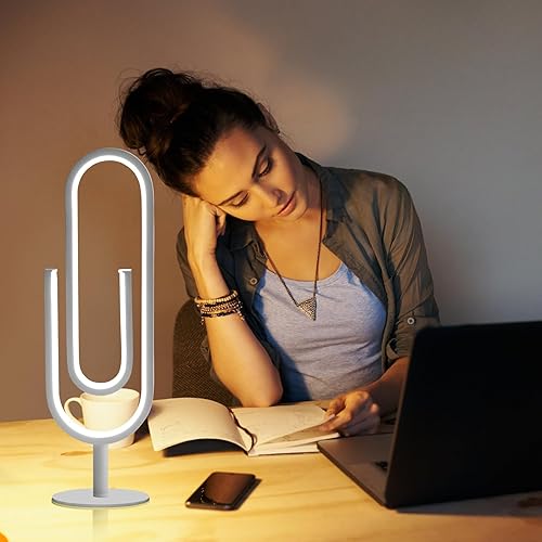 Miniatura 8 de Lámpara de mesa LED, moderna lámpara de noche regulable continua, pequeña lámpara de mesita de noche en forma de clip para oficina en casa, sala de