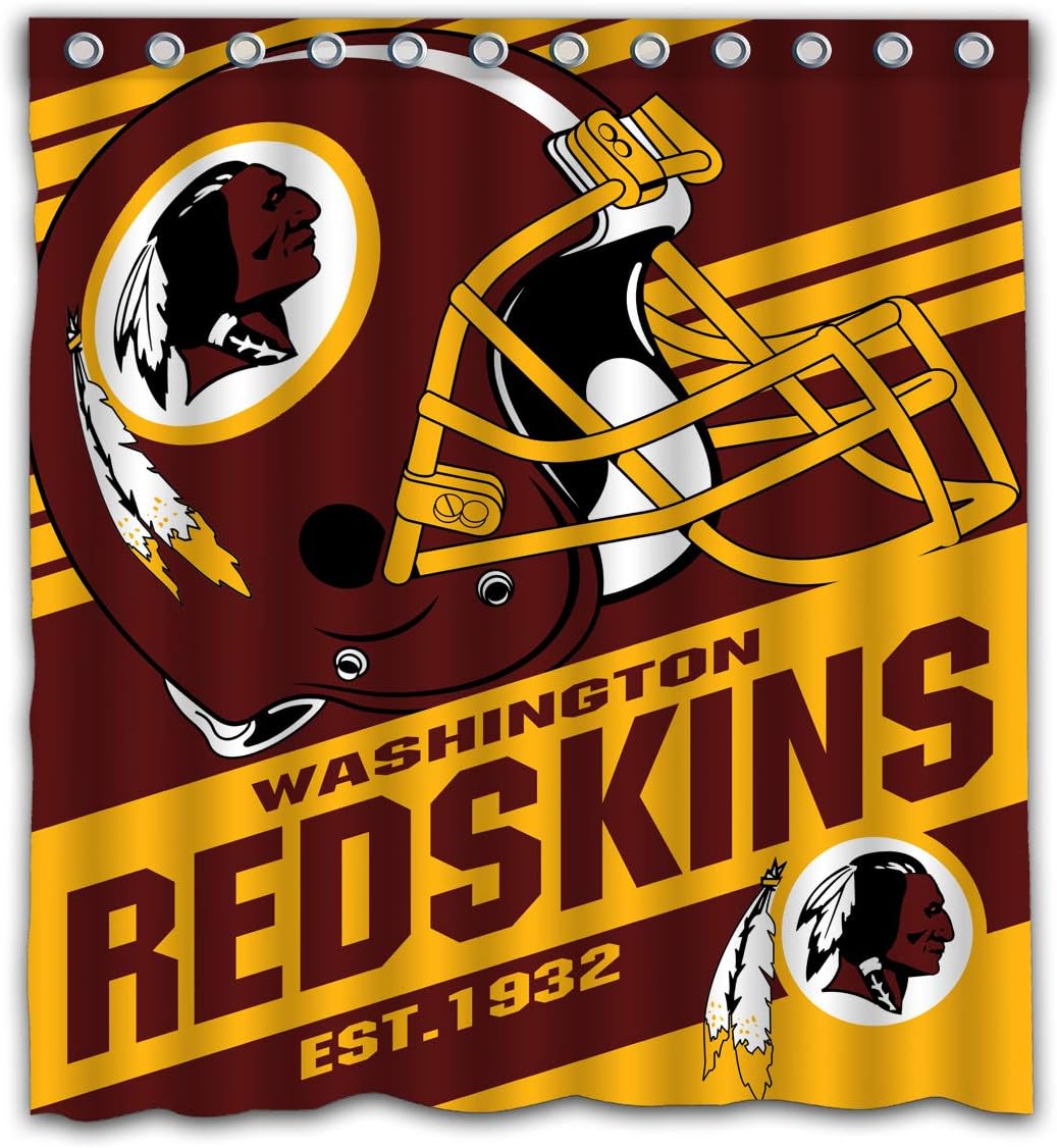 Potteroy Washington Redskins Team Stripe Design Shower Curtain Waterproof Polyester Fabric 66x72 Inches