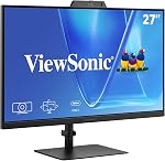 Moniteur ViewSonic VG2741V 27 po 1080p, écran IPS avec Windows Hello, microphone intégré et webcam IR 5MP pour des vidéoconférences fluides, ergonomie avancée, entrées USB-C, HDMI et DisplayPort