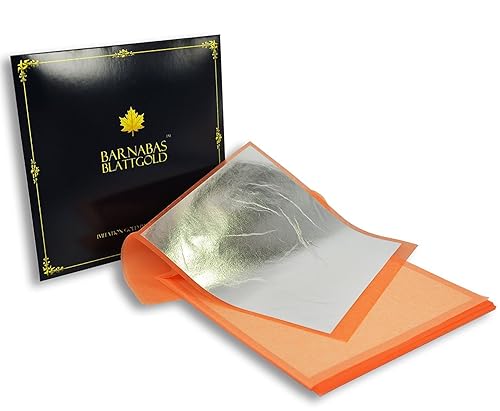 Miniatura 35 de Barnabas Blattgold Hoja de oro de imitación, hojas sueltas [25 hojas, 5.5 pulgadas], hoja de lámina de metal para pintura, arte y manualidades