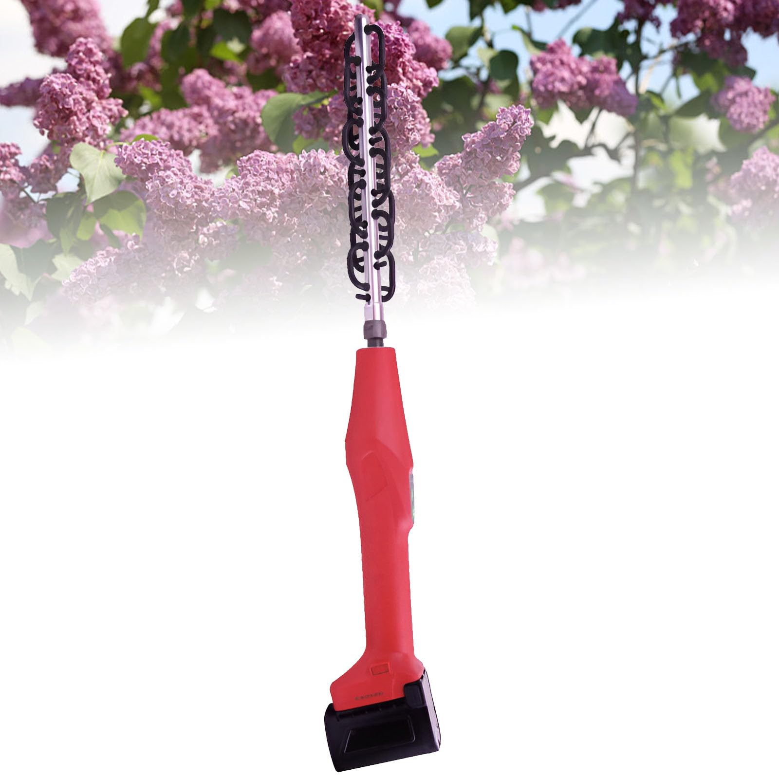 Poda de árboles frutales con herramienta de jardín eléctrica a batería