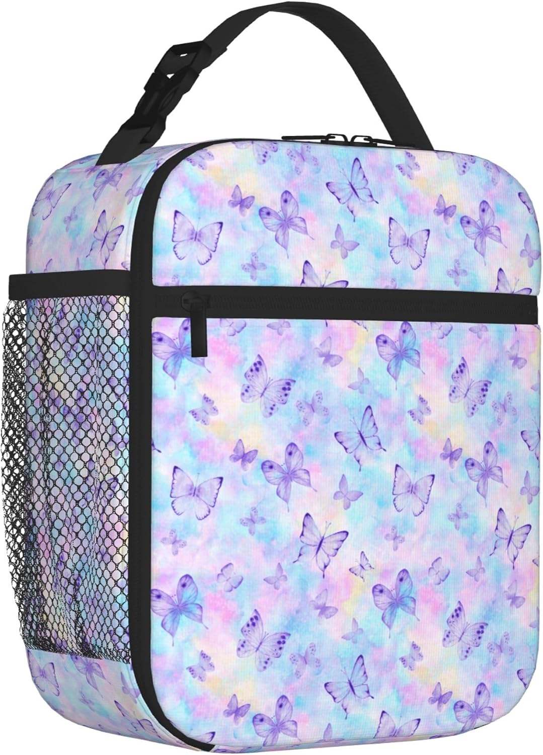 Tie Dye Butterfly Insulated Lunch Bag for Women & Men, Reusable Leak-Proof Lunch Box with Cooler Compartment, Lunch Tote for Adults Work Travel Picnic Durable & Washable - Image 2