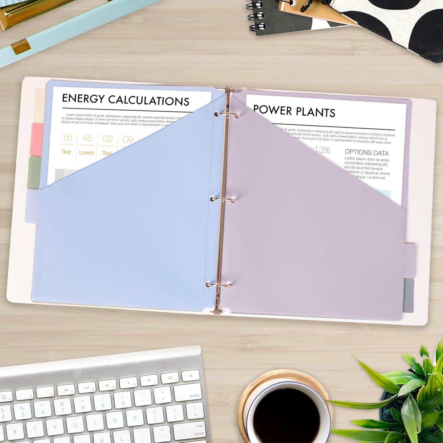 H4D 6-Tab Dividers for 3 Ring Binder, Plastic Dividers with Two Pockets, Letter Size, Pastel Colors, 1 Set - Image 6