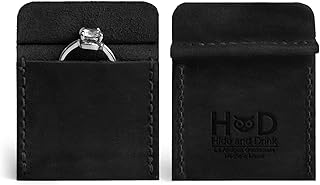 Hide & Drink, Wedding Ring Case, Engagement Pouch, Bride and Groom Jewelry Storage, Marriage Travel, Bearer, Proposal Holder, Full Grain Leather, Handmade, Charcoal Black