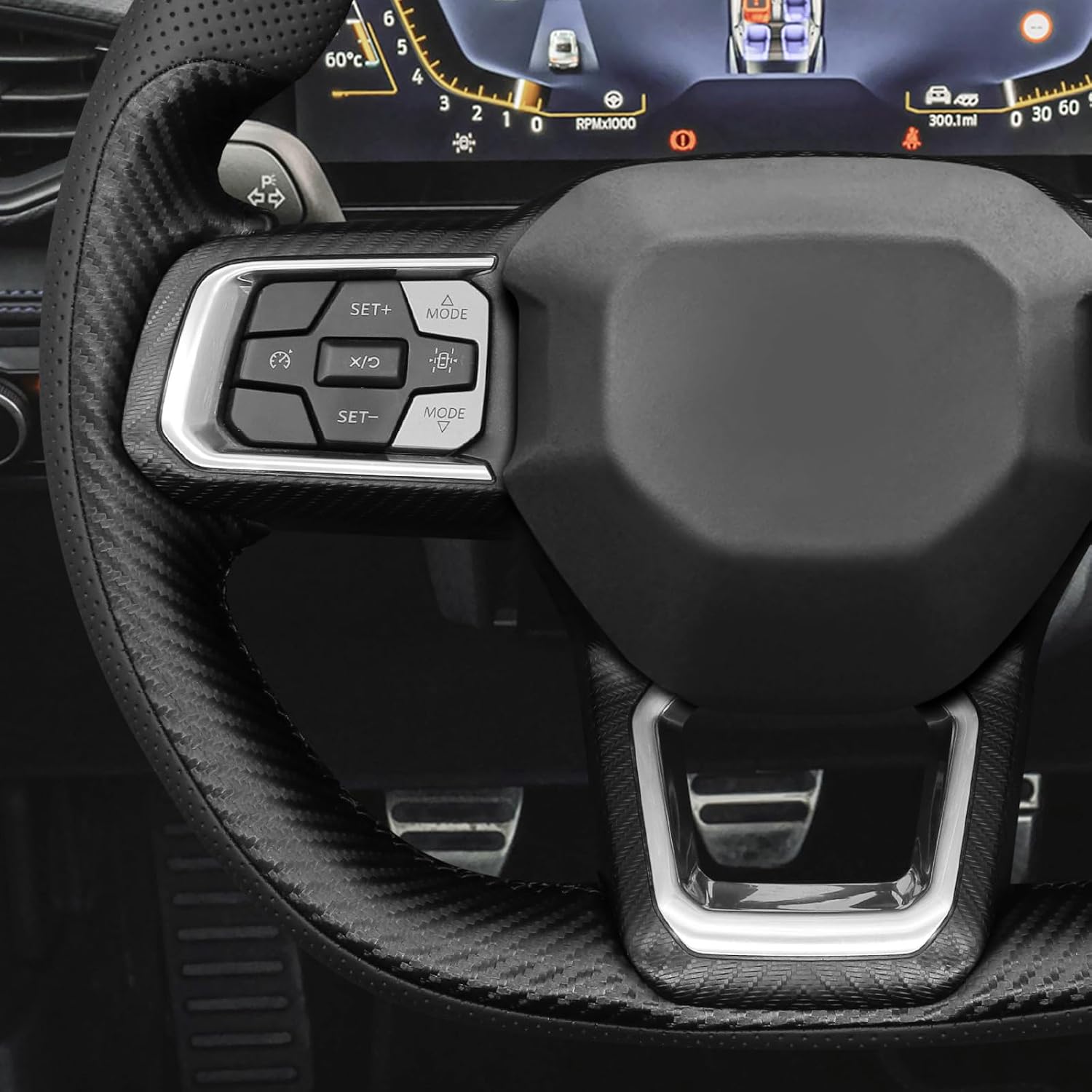 MEWANT Hand Sewn Ford Mustang Steering Wheel Cover Wrap for Ford Mustang 2024 2025 Steering Wheel Accessories for Ford Mustang 2024 2025