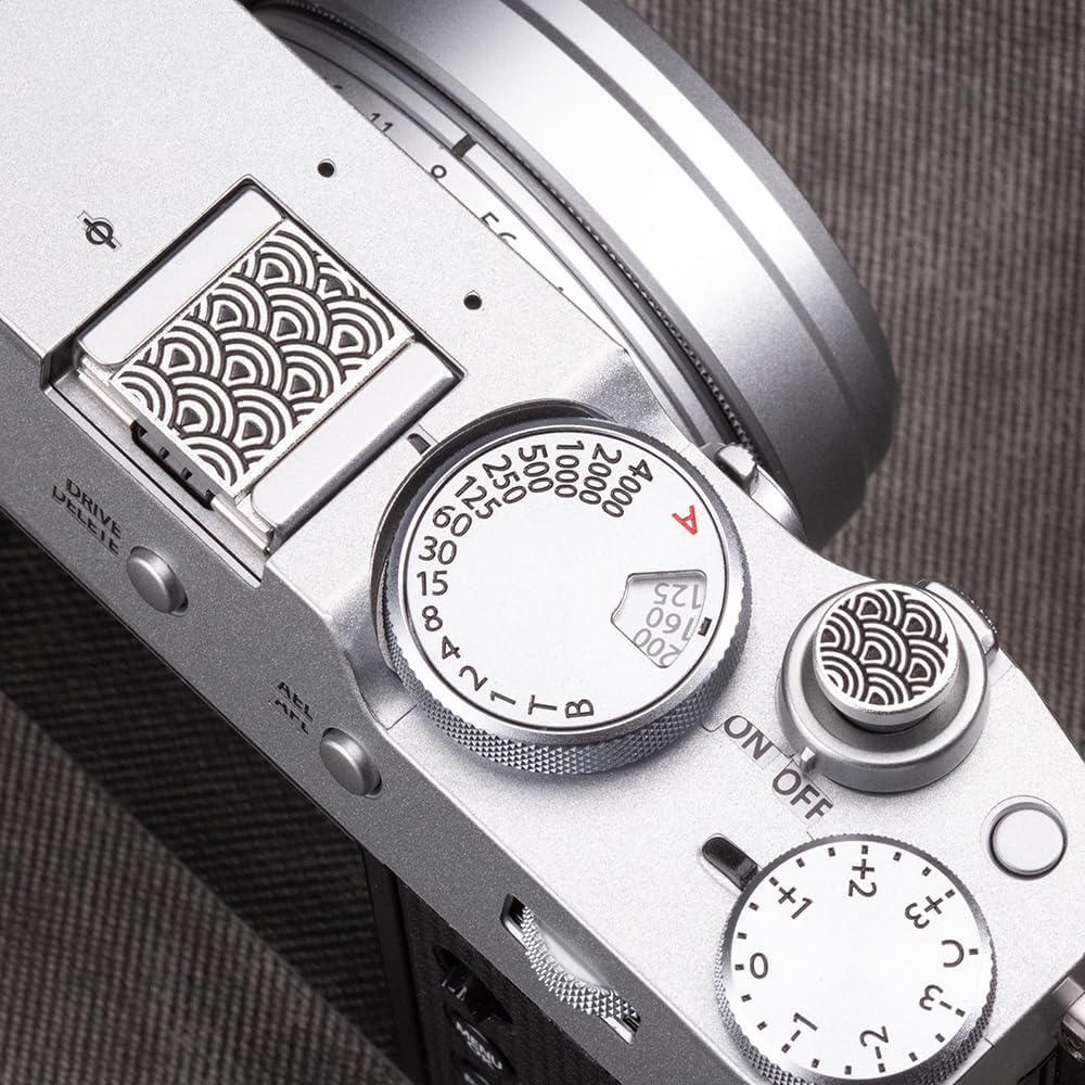 Suitable for Fuji XPRO3/xpro2/xpro1/xa7/xa5/xe3/xe4/xt30/xt4/xt5 Nikon zf/zfc Shutter Button Retro Wave hot Shoe Cover and Shutter Button (Spray Shutter Button and hot Shoe Cover)