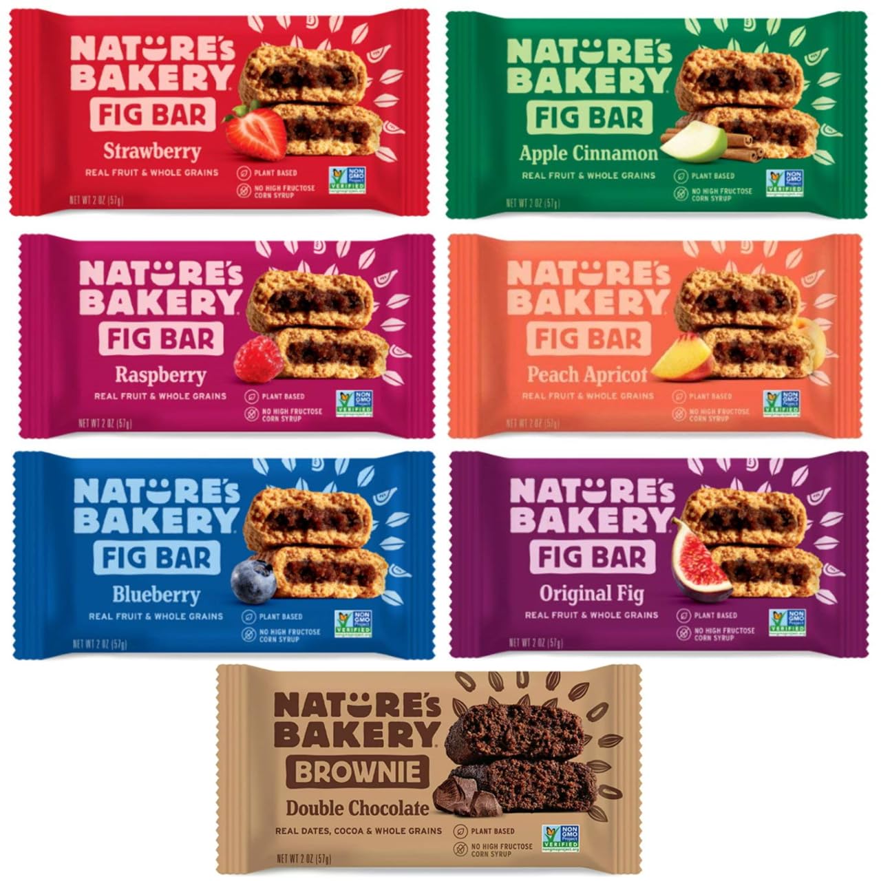 Natures Bakery Wheat Bakery Fig Bars Variety Pack Apple Peach Apricot Blueberry Raspberry Fig Strawbery Brownie (14ct)