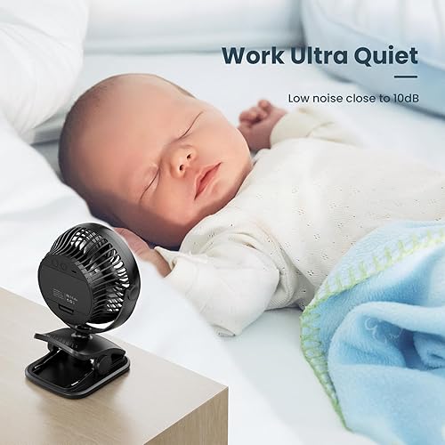 Miniatura 4 de LEMOISTAR Ventilador de cochecito con pilas AA, ventiladores de clip alimentados por USB, 4 velocidades, diseño único de aroma, personal inalámbrico