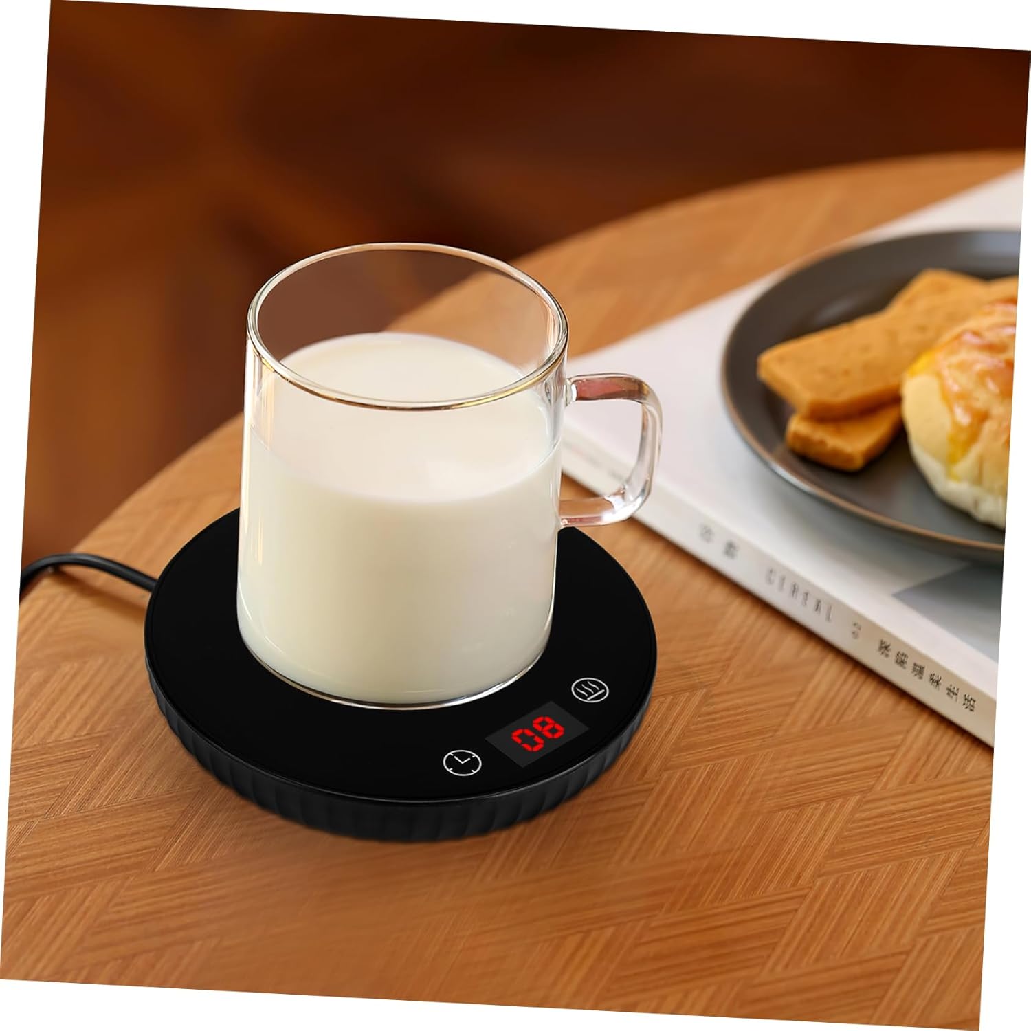 MAGICLULU 55°C Digital Mug Warmer Coaster Electric Coffee Cup Heating Mat Ceramic Base for Home and Office Reusable Temperature Control Heater for Milk and Beverages