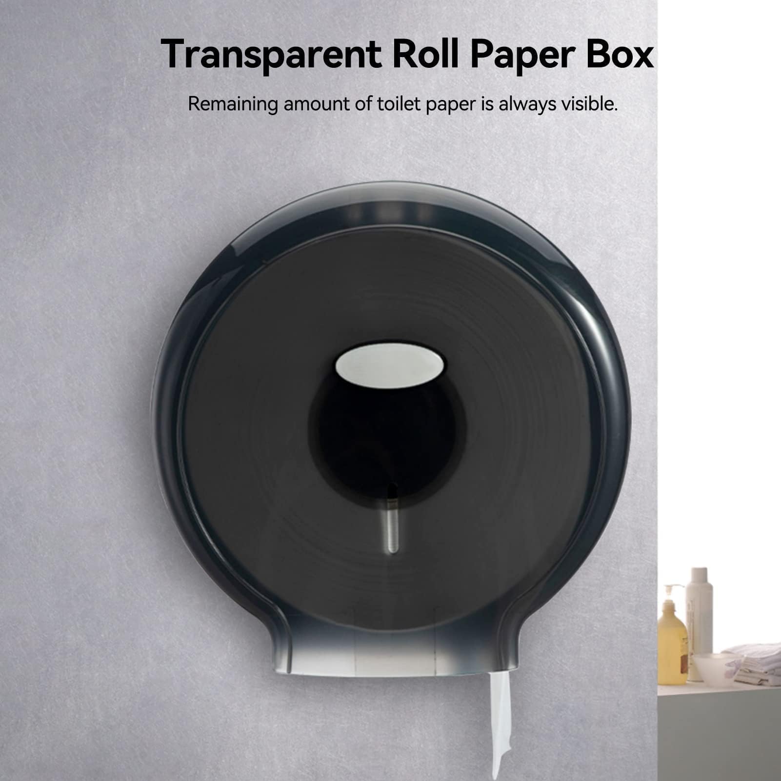 distributeur papier toilette,Distributeur de Papier hygiénique Jumbo à Rouleau Unique, Distributeurs de Papier Toilette avec clé de Verrouillage Porte-Rouleau de Papier Toilette Mural Rond(Noir)