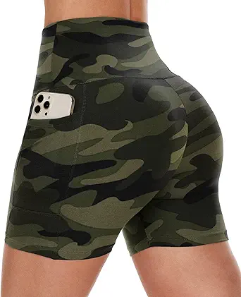 CAMPSNAIL Biker Shorts Women with Pockets - 3"/5"/8" High Waisted Workout Spandex Tummy Control Gym Running Yoga Shorts