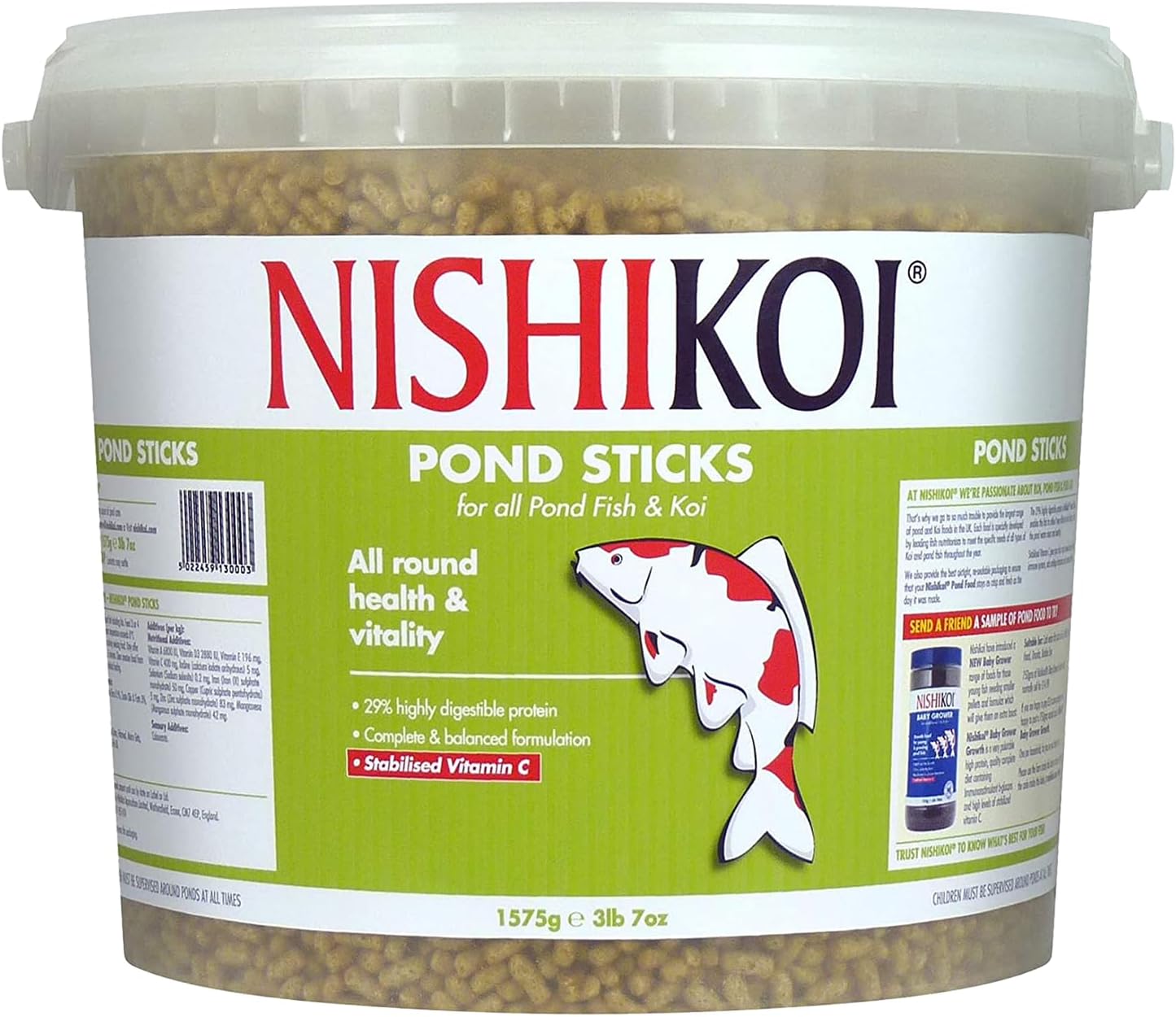 Nishikoi Pond Sticks Complete Food for Koi and Pond Fish - 1575g