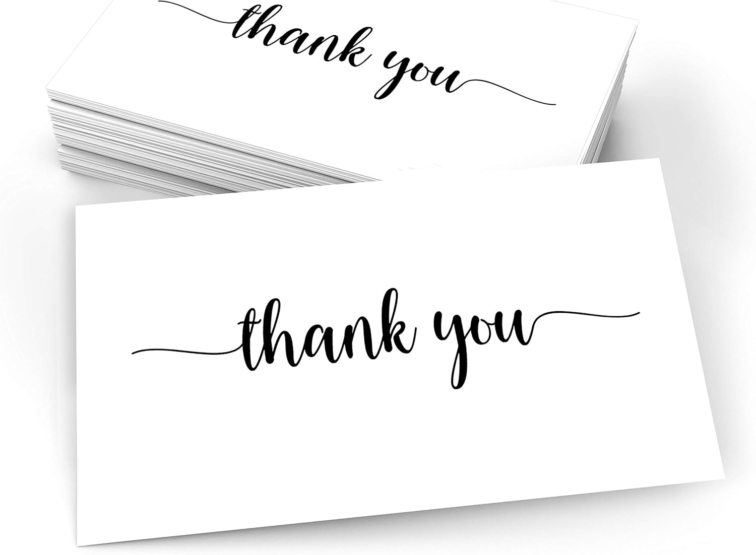 321Done Thank You Note Cards (Set of 50) 3" x 5" Blank on Back - Made in USA, Cute Modern Script Thick White Cardstock, Small