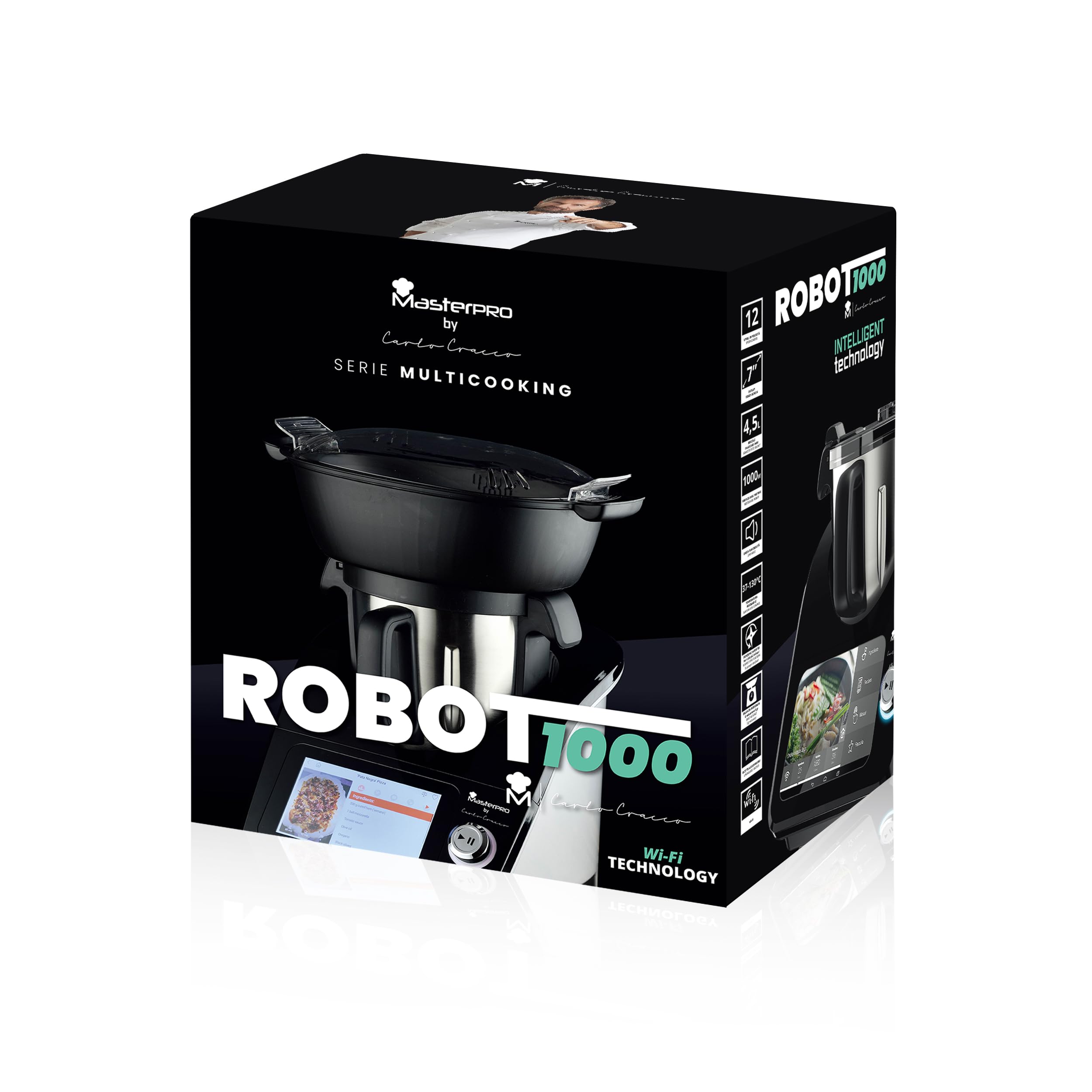 Masterpro by Carlo Cracco Robot 1000 multicooker robot da cucina Wi-Fi con ricette integrate, boccale 4.5L