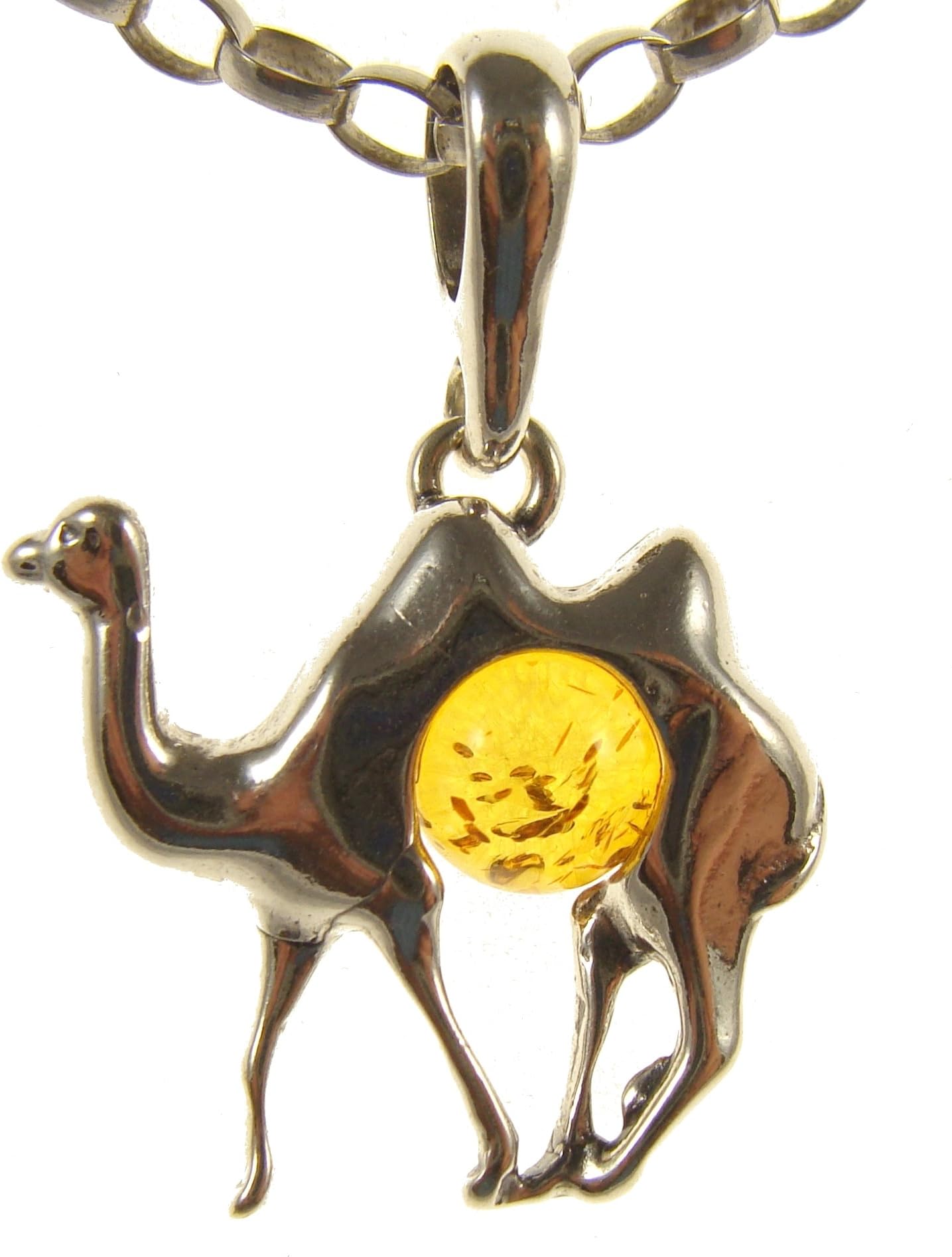 BALTIC AMBER AND STERLING SILVER 925 DESIGNER COGNAC CAMEL PENDANT JEWELLERY JEWELRY (NO CHAIN)