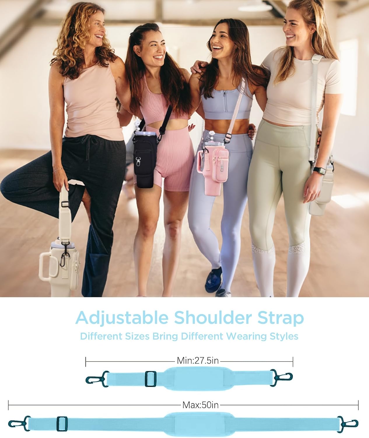 dabria Water Bottle Carrier Bag with Phone Pocket for Stanley 40/30 oz Tumbler Neoprene Water Bottle Holder Pouch with Adjustable Strap Bollus with Straw Cover for Stanley Cup Accessories - Image 5