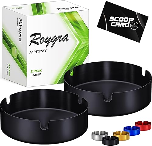 Miniatura 19 de roygra Cenicero (Paquete de 2), Cenicero para Exteriores para Patio, Ceniceros de Acero Inoxidable para Cigarrillos con 3 Portacigarrillos