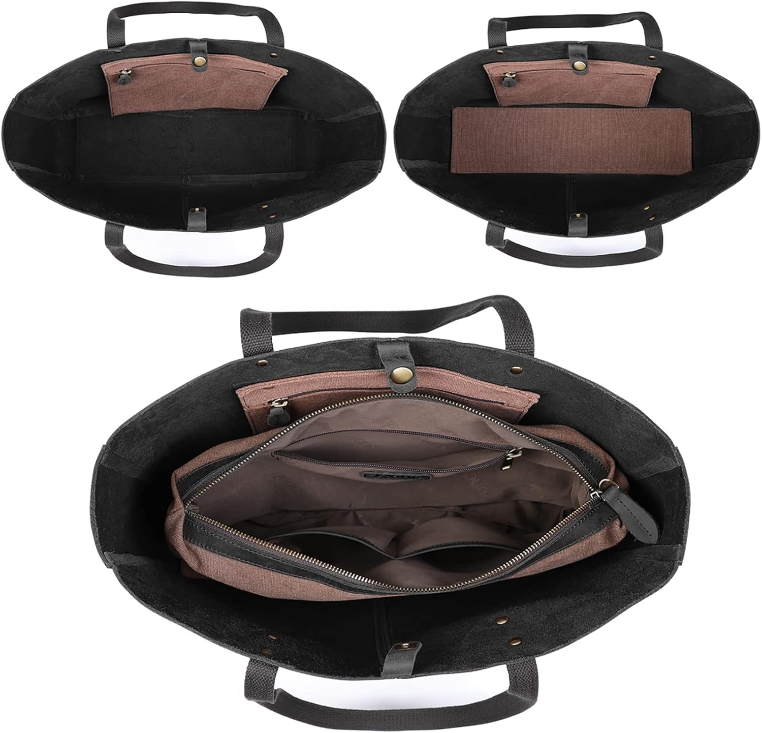 S-ZONE Genuine Leather Shoulder Tote Bag for Women Large Handbag Work Purse | Genuine Leather, Shoulder, Large, Work - Image 5