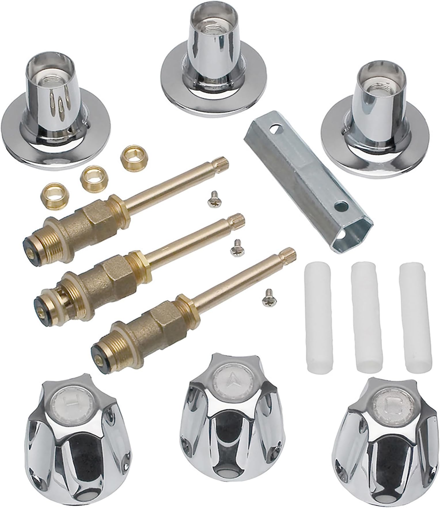 DANCO Bathtub and Shower 3-Handle Remodel/Rebuild Trim Kit for Price Pfister Verve Faucets | Knob Handle Replacement | Chrome (39619)