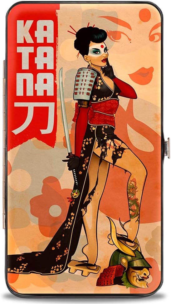 Buckle-Down unisex adults Buckle-down Hinge - Katana Bombshell Pose/Pose Silhouette Tan/Reds Wallet, Multicolor, 7 x 4 US