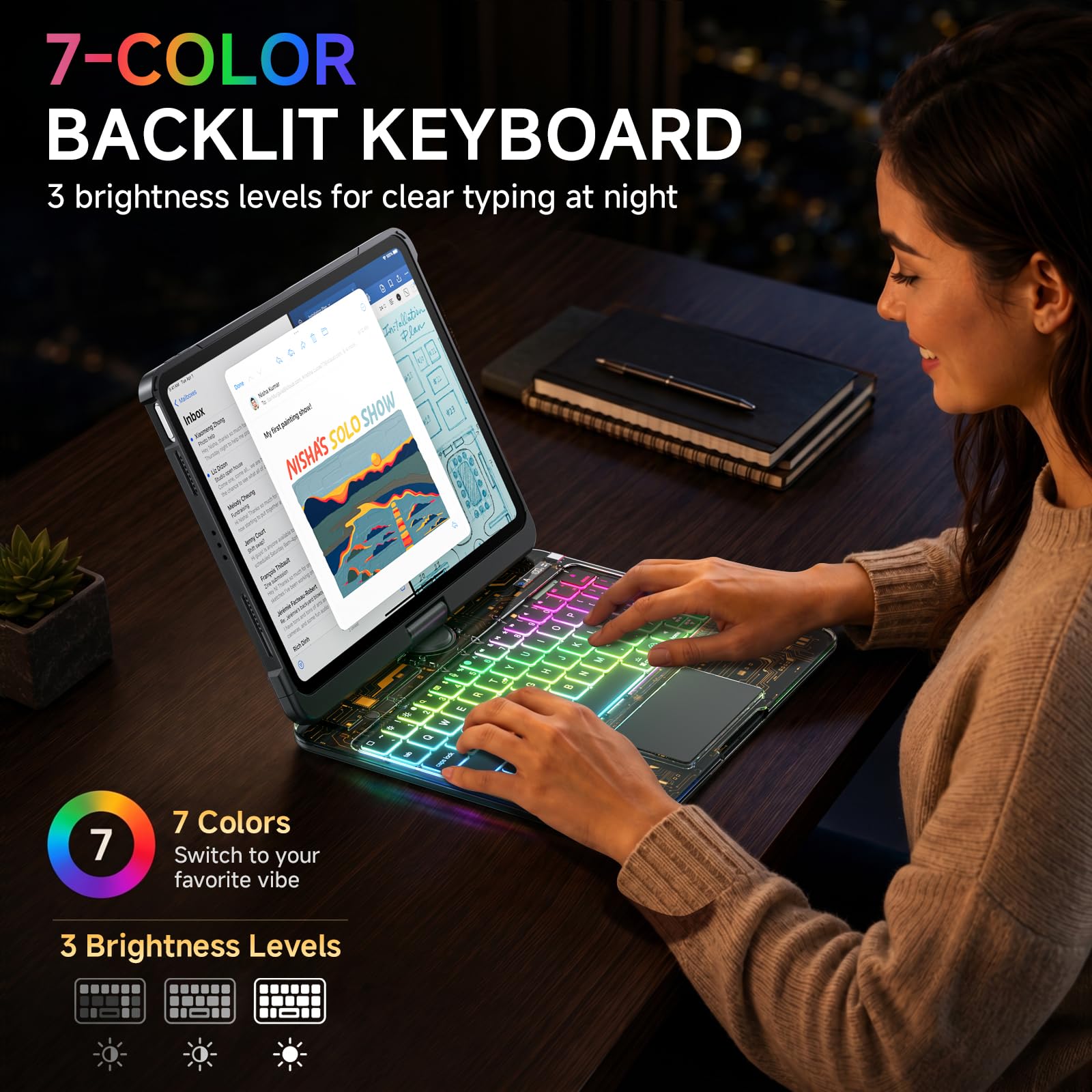 Amazon.com: SCKIQUEN Cyberpunk Clear Keyboard Case for iPad Pro 11