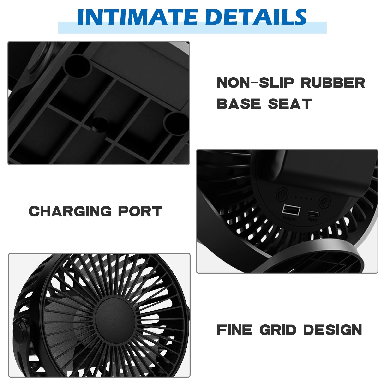 Mini ventilatore a clip, 5000 mAh, con clip, mini ventilatore, ventilatore da tavolo, ventilatore a morsetto, piccolo ventilatore da tavolo, silenzioso, 3 livelli di velocità, rotazione a 360°