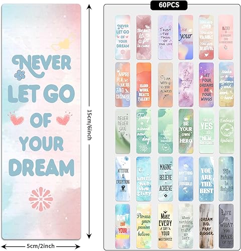 Miniatura 2 de 60 marcadores de papel, 2 x 6 pulgadas, marcadores a granel para niños, mujeres, hombres y amantes de los libros, marcadores inspiradores de