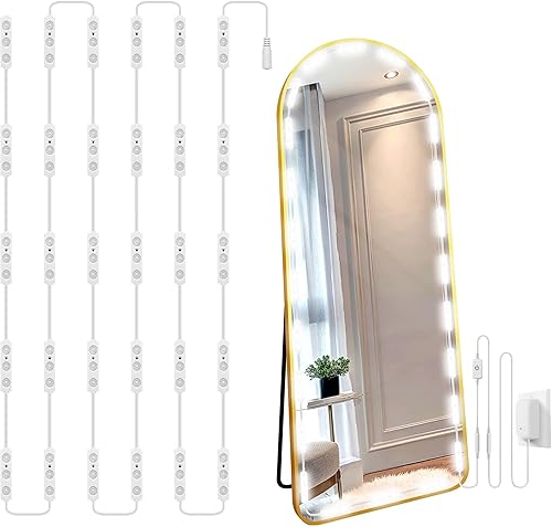 Miniatura 1 de LPHUMEX Kit de luces LED Hollywood Glam de 10 pies con 14 pies, luces regulables para iluminación de espejo de pared de baño, enchufe con fuente de
